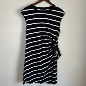 NWT Sanctuary Striped T-Shirt Dress Womens Size M Black White Side Tie